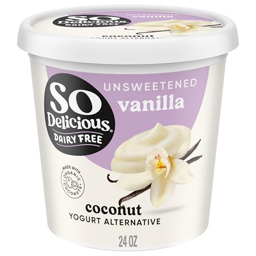 So Delicious Dairy Free Coconut Milk Yogurt Alternative, Unsweetened, Vanilla, Vegan, Gluten Free, Non-GMO, Creamy Plant Based Yogurt Alternative, 24 oz Container