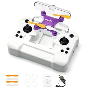 Mini dron para niños y adultos, vuelos fáciles de acrobacias con giros de 360° y retención de altitud, luces LED y protectores de hélice, cuadricóptero RC para interiores y exteriores (morado)
