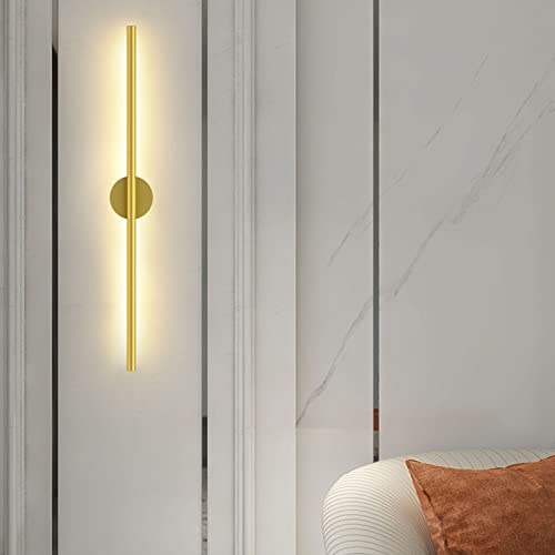 Image of Modern Wall Sconce Simple Linear Led Black Wall Lights Living Room Sofa Background Wall Sconces Bedroom Bedside Hotel Corridor Foyer Hallway Warm Light 3000k (L39.3inch, Black)