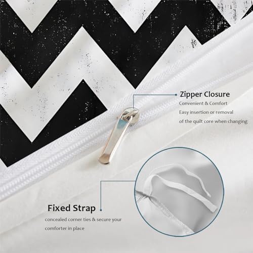 Housse de couette zigzag résistant aux plis avec fermeture éclair pour lit double 200x200