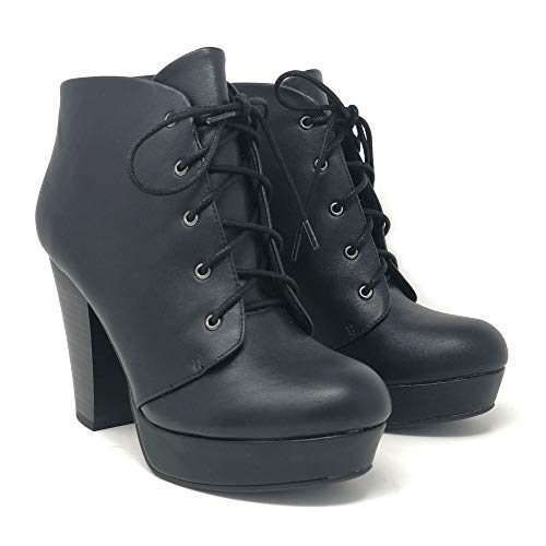 Soda Women's Agenda Ankle Lace Up Platform Chunky Heel Ankle Bootie3