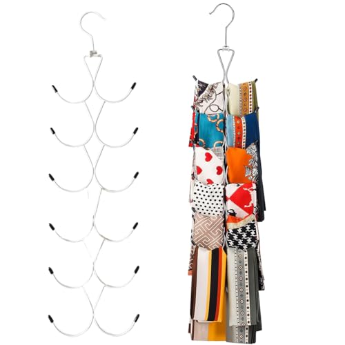 JYNXOR 1 Lot de Cintre Foulard, Organisateur D'écharpes avec 12 Crochets, Cintre Porte Foulard, Cintre Porte Cravate pour Garde-Robe,Organisateur de Placard...
