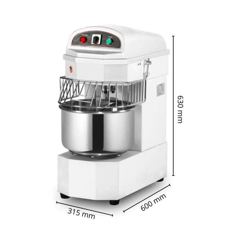 Pétrin à Pâte Professionnel 10 Litres - Cuve Fixe - 650W - 1 Vitesse - Inox - Compact et Robuste