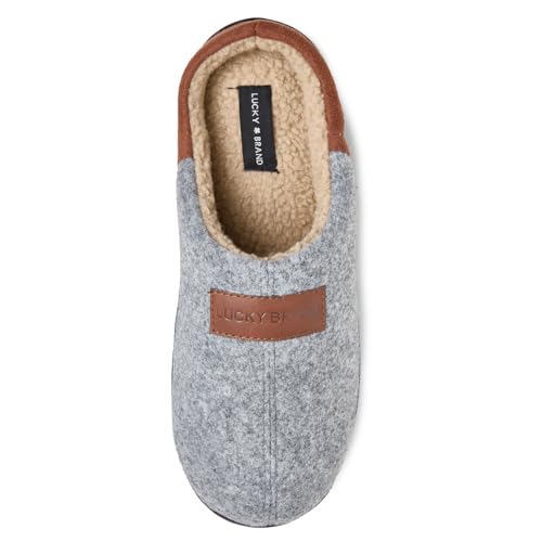 Pantoufles Lucky Brand en polaire bicolore pour homme avec écusson élégant