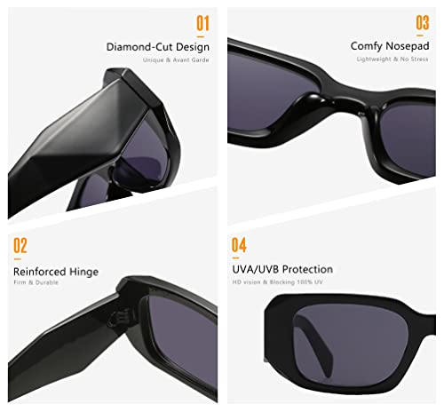 Fashion Chunky Trendy Rectangle Sunglasses 90s Designer Vintage Retro Square Glasses Women Men Cool Cute Shades4