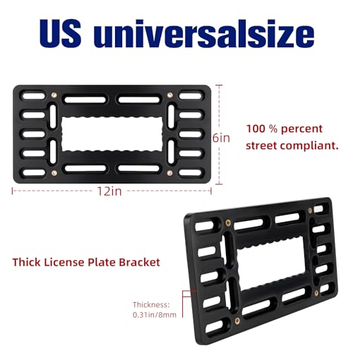 OKLPF No Drill Front License Plate Bracket- Front License Plate Mounting Kit,Universal Bumper Car Tag Frame Mount Adapter with Stainless Steel Screw Cap