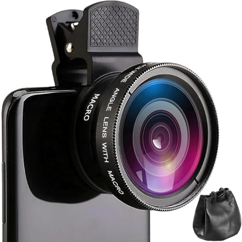 SagTuol Objectif Telephone Portable universels, 2 en 1 Objectif pour téléphone, Macro 12,5 x, Objectif Grand Angle 0,45x, Macro Lens, pour la Plupart des Smartphones (M-10in1-N)