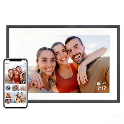 AEEZO Digital Picture Frame, 10.1 Inch Digital Photo Frame with 1280 * 800 HD IPS Touch Screen, Smart Digital Frame Built-in 32GB Memory, Auto-Rotate Easy Setup via AiMOR APP(Grey)