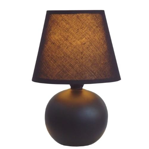 Simple Designs LT2008-BLK Mini Ceramic Globe Table Lamp with Matching Fabric Shade, Black