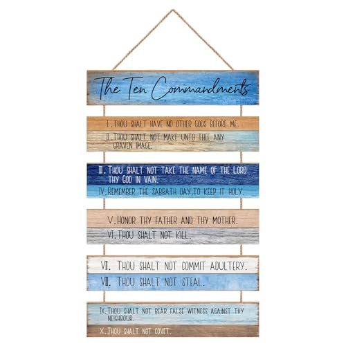 Christian Wall Art Ten Commandments Hanging Sign Bible Verse Home Decor