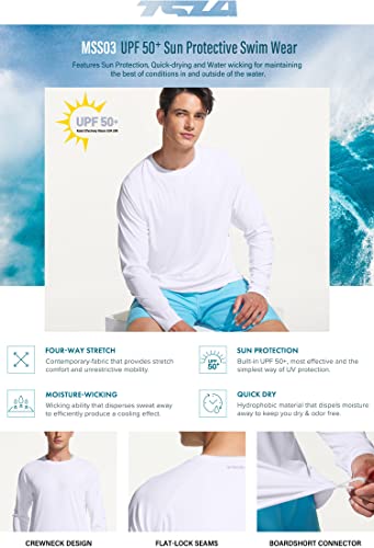 image for TSLA Men's Rashguard Swim Shirts, UPF 50+ Loose-Fit Long Sleeve Shirts