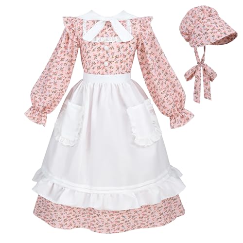Vestido Colonial para Niñas con Delantal y Capota miniatura 1