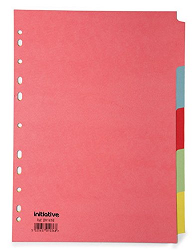 Pack of 5 A4 4 5 part multi coloured manilla file dividers Cover