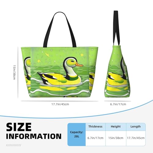 Green Duck Large Capacity Beach Travel Bag, Foldable Beach Bag with Zipper, Great for Grocery Bag Pool Gym Travel Shopping4