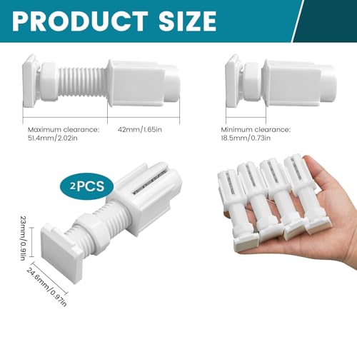 Image of 2 Pcs Adjustable Curtain Rod, Expandable Tension Rod for Curtains with Holder, Spring Loaded Window Curtain Pipe for Bathroom Bedroom Kitchen