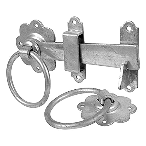 Merriway BH01808 Gate Door Latch Smooth Ring 150mm (6 inch) -Galvanised Rustproof Silver Tone Grey