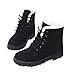 Womens Snow Boots for Winter Ankle Boots Combat Walking Shoes Booties Black Vegan Size 9