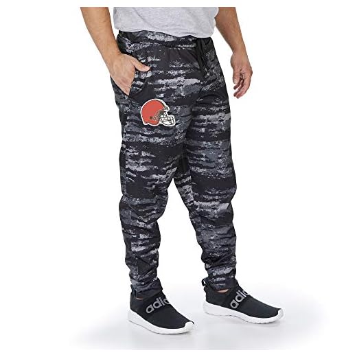 Officially Licensed Zubaz Men's NFL NFL Men's Poly Fleece Jogger, Cleveland Browns, Size Large