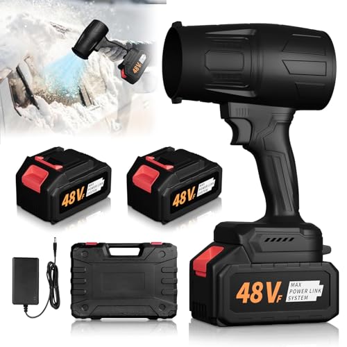 Laubbläser Akku Turbo Gebläse – 500.000 U/min / 1200 g Power Blower mit 2 x 48 V...