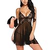 SEDEX Baby Doll Nightwear Lace Black Sexy lingerie Sleepwear See Through