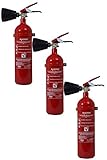 3x 2kg CO2 Dauerdruck-Kohlendioxid-Feuerlöscher (sofort einsatzbereit), amtl. geprüft/zugelassen, erfüllt geltende EU-Verordnungen/Bestimmungen