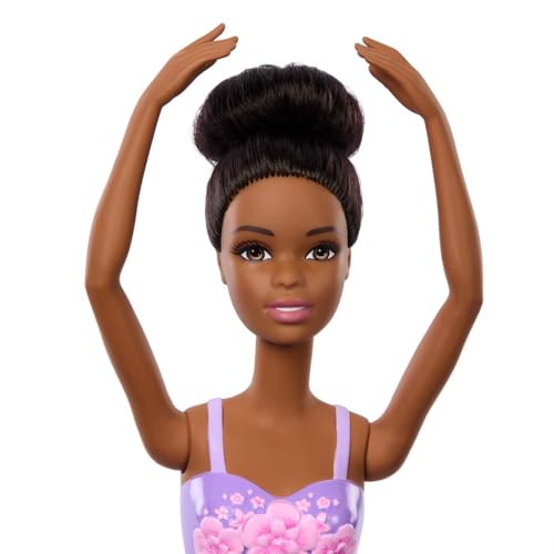 Barbie Poupée Ballerine poupée Brunette Tendance Portant Un Tutu Amovible posée avec des Bras de Ballet et des Chaussures à Bout « en Pointe » - vue 3