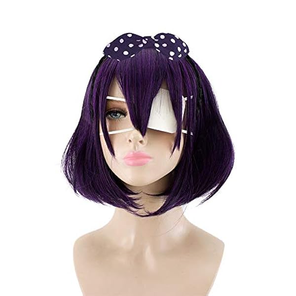 Hoge kwaliteit Runa Yomozuki Cosplay pruik Kakegurui Kostuum spelen pruiken zwart paars Bobo synthetisch haar voor Halloween carnaval KUZN4880