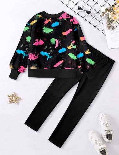 Image of Girls Clothes, Girls Outfits Tie Dye Sweatshirt Tops and Leggings Sweatpants 2 Piece Fall Winter Clothes Set 6-16T
