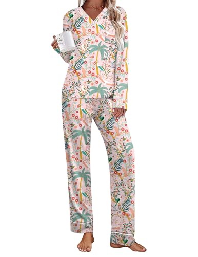 Ekouaer Womens Pajamas Sets 2 Piece PJs Long Sleeve Sleepwear Loungewear
