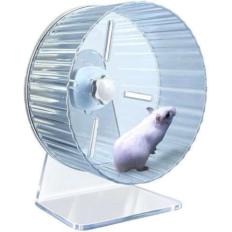 lazYYzal Hamster Wheel,Silent Hamster Wheel,Quiet Hamster Wheel,Hamster Exercise Wheel,Adjustable Stand Silent Hamster Wheel for Hamsters,Gerbils,Mice,Small Animals (Ф 6.7 inch, Transparent) Cover