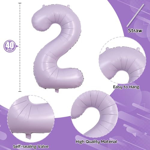 Image of Light Purple Number 21 Balloons for Her, 40 Inch Pastel Lavender Foil Number 2 & 1 Balloons for Women, 21st Birthday Balloons for 21 Year Old Girls 12th Anniversary Birthday Party Decorations Supplies
