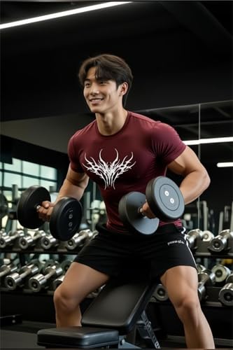 Image of Men Polyster Lycra Printed Half Sleeves Compression T-Shirt for Gym