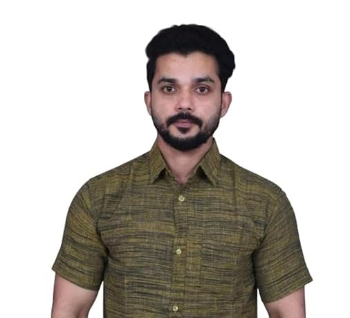 Image of Men's Cotton Blend Half Sleeves Solid Casual Shirts
