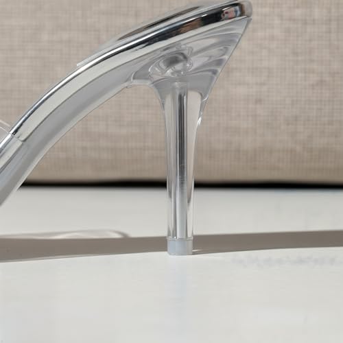 Image of LIURUIJIA Clear Heels For Women Sexy Slip On Open Toe High Heeled Dressy Sandals Comfortable Strappy Mules