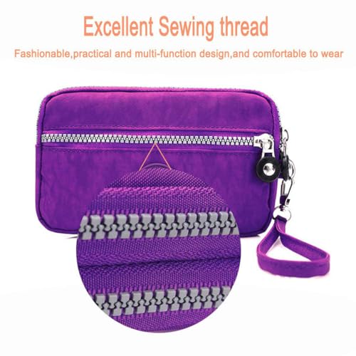 Women's Nylon Smartphone Wristlets Bag Three Zipper Long Clutch Wallets Purses for Cellphone/Card/Cash/Coin/Bills4