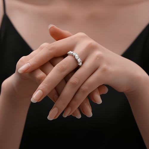 Moissanite Rings for Women,D Color VVS1 Moissanite Eternity Rings for Women 18K White Gold Plated 925 Sterling Silver Wedding Band Ring for Women4