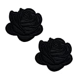 3.3' Black Rose Embroidered Iron-On Patches