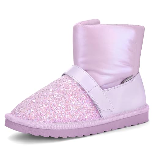 K KomForme Kids Snow Boots Little/Big Girls Glitter Winter Shoes Warm Fur Lined Outdoor