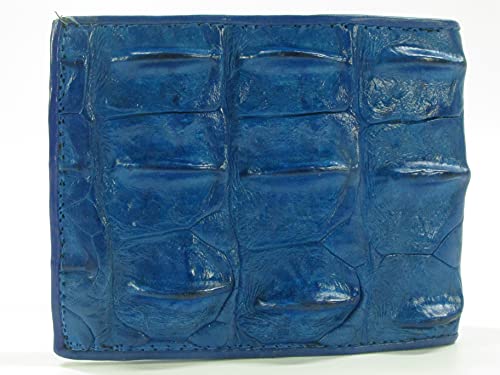 Image of Pelgio Genuine Crocodile Alligator Backbone Skin Leather Bifold Wallet ([B1] 6 Card Slots + 2 ID Windows + 2 Compartment for Bills, Ultramarine Blue)