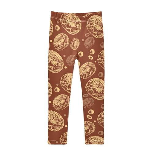 Buns and Donuts Girls Leggings,Workout Leggings for Girls Toddler Athletic Leggings Size for 3-10T