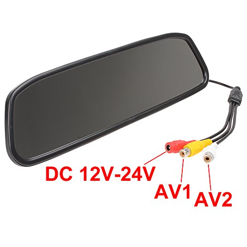Ponpy 4.3" Tft Color Lcd Screen 2 Video Input Car Rear View Mirror Monitor Vehicle Parking In-Mirror Monitor For Dvd/Vcr/Car Reverse Camera #TOP1