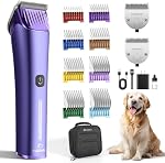 Professional Dog Grooming Clipper with Replacement Blade, 5-in-1 Adjustable Blade Cordless Pet Grooming Kit 2 Speed Trimmer Hair Shaver with Detachable Metal Combs Nova for Animal Horse
