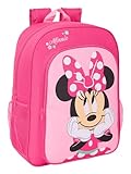MINNIE MOUSE - Mochila Escolar Niño, Mochila Niño, Mochila Infantil, Adaptable a Carro, Ideal para Niños en Edad Escolar, Cómoda y Versátil, Calidad y Resistencia, 33x14x42 cm