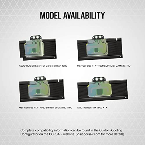 Image of Corsair Hydro X Series XG7 RGB RX 7900 XTX GPU Water Block - for AMD Radeon RX 7900 XTX - Nickel-Plated Copper - Included Backplate & 5V ARGB Adapter Cable - Black