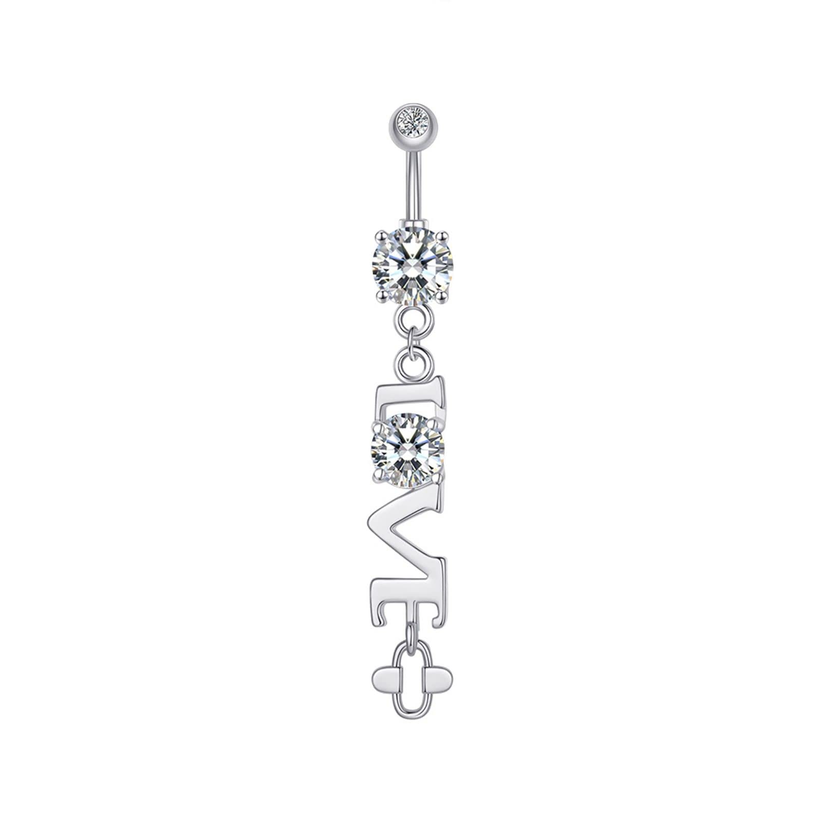 Daesar Bauchnabelpiercing Chirurgenstahl 10Mm, 14G Bauchnabelpiercing 10MM Stablänge Herz Stern Mond Anhänger mit Zirkonia Körperpiercing Bauchnabelring Set