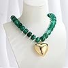 WOWORAMA Chunky Heart Necklace for Women Green Resin Beaded Choker Necklaces Gold Puffy Heart Statement Necklace Trendy Acrylic Jewelry #3