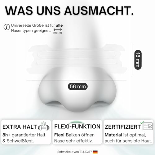 Ellicit Nasenpflaster Transparent, 30er Pack Premium Nasenstrips, gegen Schnarchen, Extra Halt für bessere Schlafqualität, besser Atmen bei verstopfter Nase, Nasal Strips [für jede Nase]