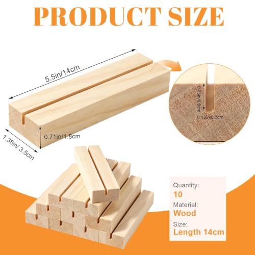 Image of 10Pcs 5.51x1.38 Inches Wood Table Number Stands, Wooden Place Card Holders, Acrylic Sign Holders for Wedding, Ceremony, Birthday, Party, Home Decoration, Events (3mm Slots)