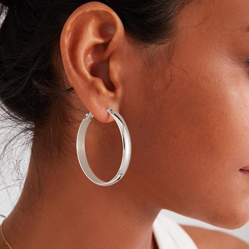 Image of Gold Hoop Earrings for Women with 925 Sterling Silver Post | Hypoallergenic Lightweight Thick Hoops Earrings for Women Trendy Jewelry Gift