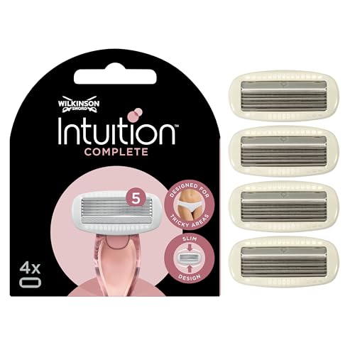 Wilkinson Sword Intuition Complete - 4 Recambios de Cuchillas Depilatorias de 5 Hojas con Diseño Slim para Todas las Zonas